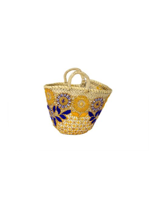 Embroidered flower basket
