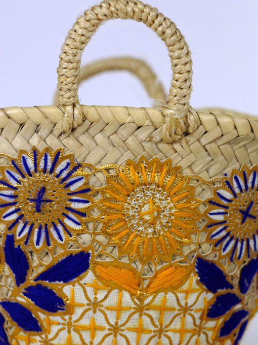 Embroidered flower basket