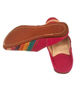 Multicolored leather and wool slippers