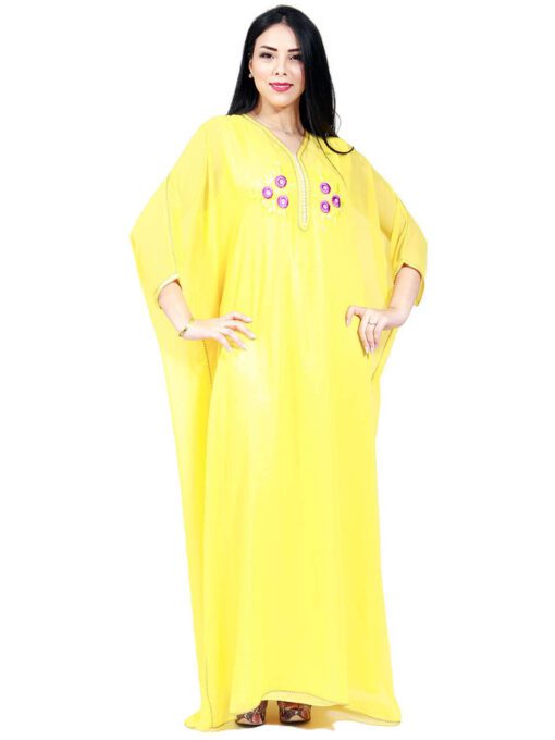 Gandoura The traditional fashion - Yellow Gandoura in muslin,
