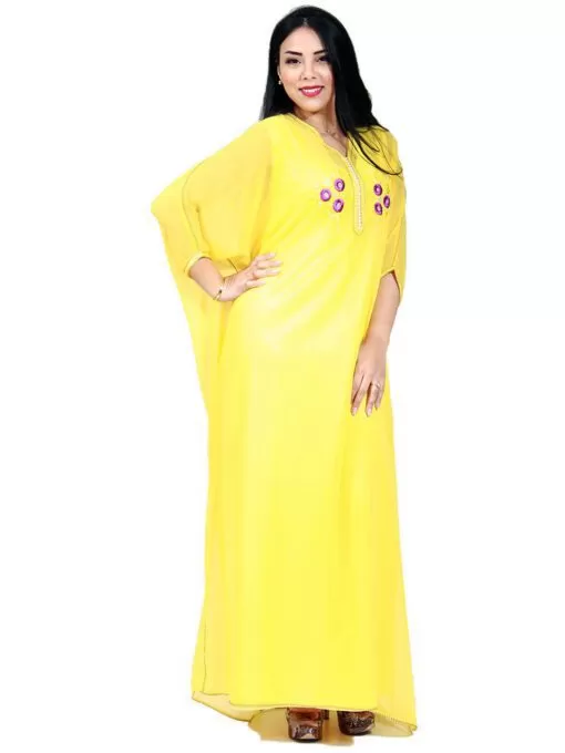 Gandoura The traditional fashion - Yellow Gandoura in muslin,