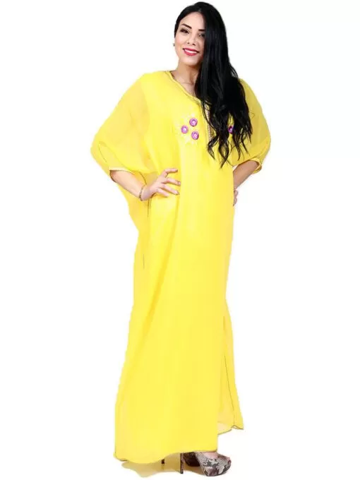 Gandoura The traditional fashion - Yellow Gandoura in muslin,