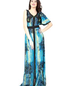Caftan The traditional fashion - Caftan in silk satin, elegant and very comfortable, worked with black sfifa and 
