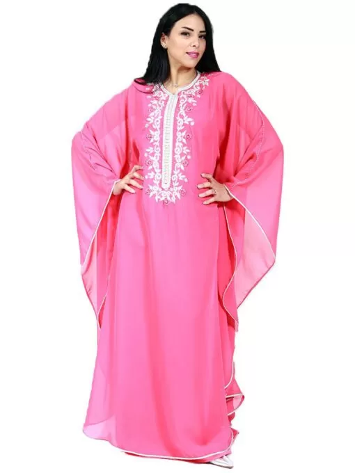 Gandoura Djellabas - Pink Gandoura in muslin and satin lining