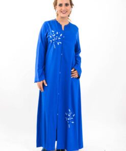 Caftan Caftan - Caftan en mlifa, haute couture, manches longues, élégant et très souple, travaillé avec du sfifa bleu, avec de jolies fleurs.