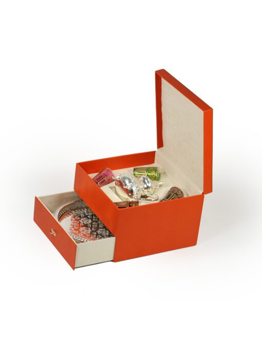 An Orange Moroccan tea set Boxes - Beautiful orange Moroccan tea Box