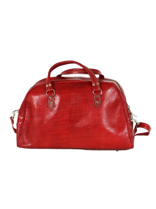 Red leather travel bag