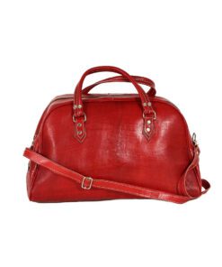 Red leather travel bag
