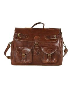 Glazed camel calfskin leather travel bag
