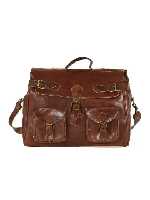 Glazed camel calfskin leather travel bag