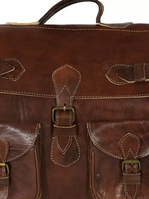 Glazed camel calfskin leather travel bag