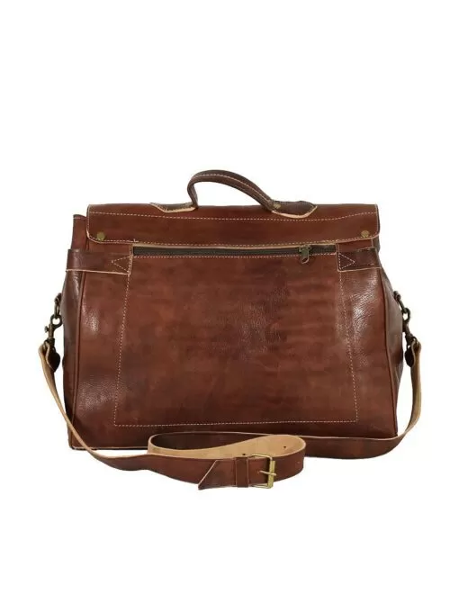 Glazed camel calfskin leather travel bag