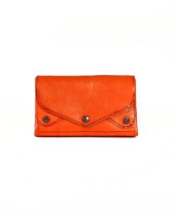 Orange engraved leather wallet