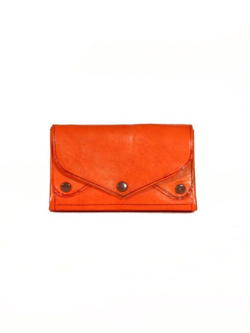 Orange engraved leather wallet
