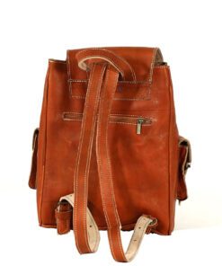 Leather backpack with 3 pockets