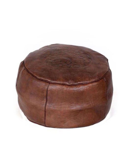 Moroccan leather ottoman pouffe