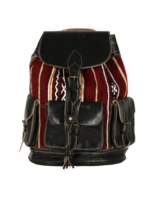 Kilim and leather backpack