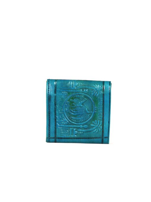 Portefeuille en cuir bleu gravé Leather - Bleue leather wallet , engraved with different patterns. Magnifique portefeuille pour femme ou même e