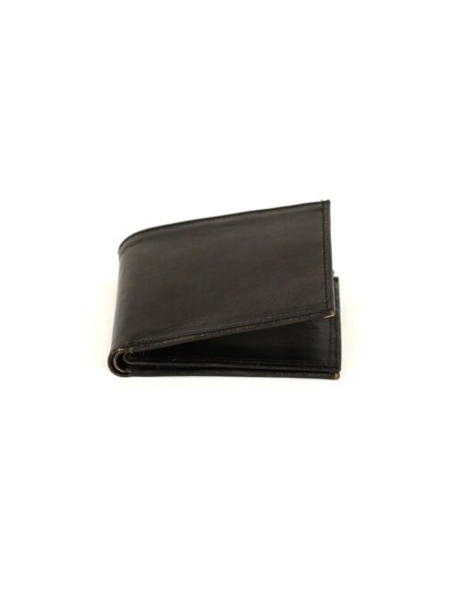 Black leather wallet Leather - Black leather purse Wallet, made of black leather. Three card slots and a compartment for identit