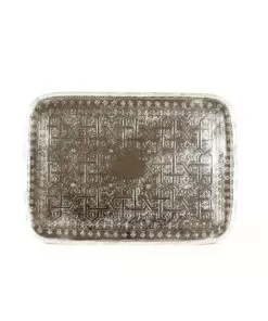 Rectangular tray in silver metal