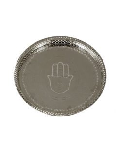 Circular tray in silver metal