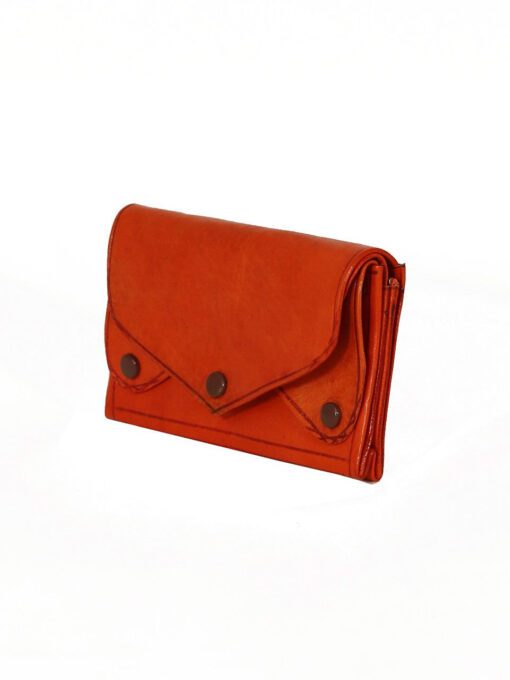 orange sheepskin clutch bag