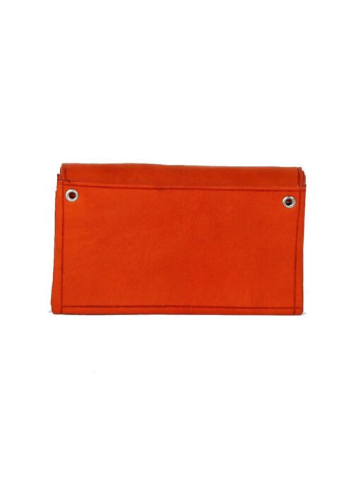 orange sheepskin clutch bag