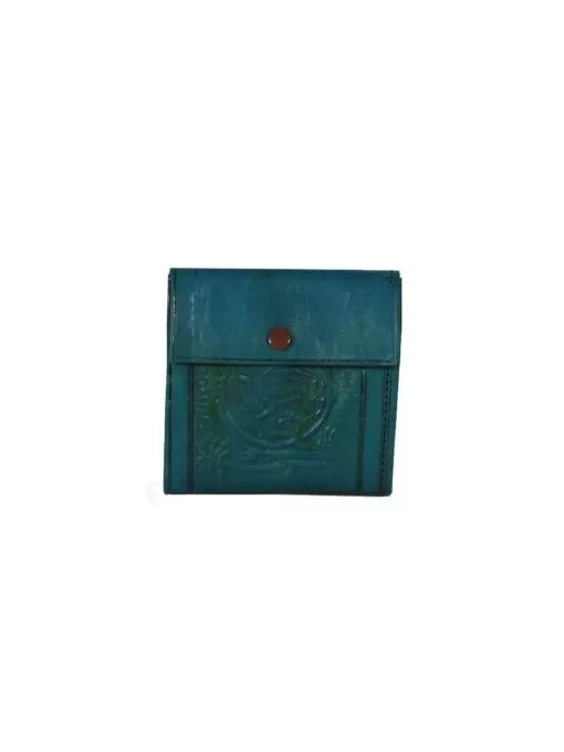 Turquoise sheepskin leather wallet