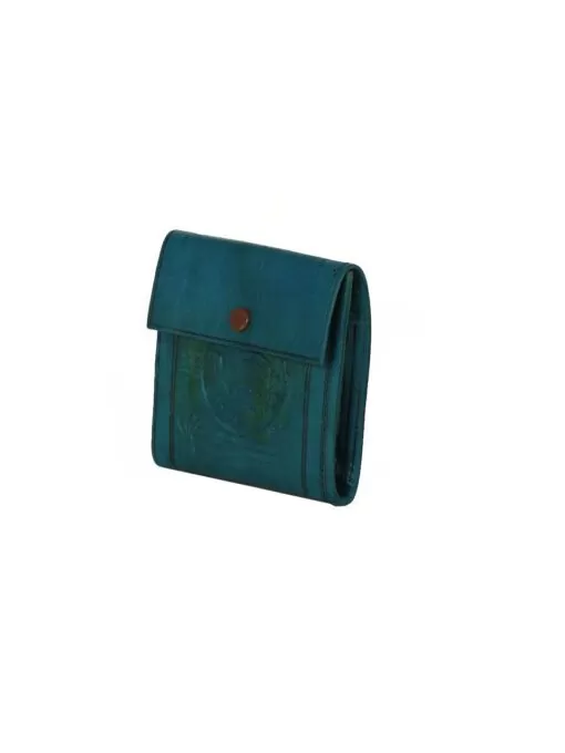 Turquoise sheepskin leather wallet