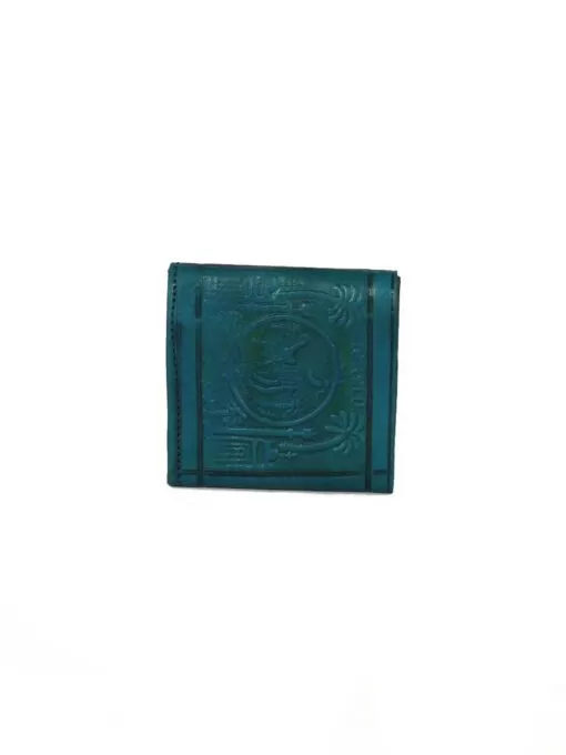 Turquoise sheepskin leather wallet