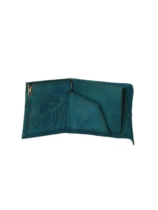 Turquoise sheepskin leather wallet