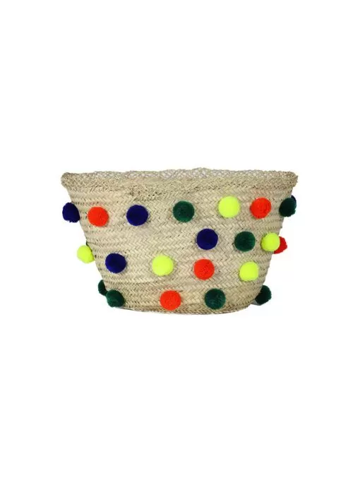 Cesta marroquí con pompones