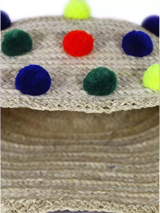 Cesta marroquí con pompones
