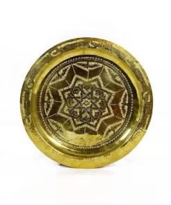 Circular tray in golden copper