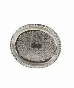 Oval tray in silver metal