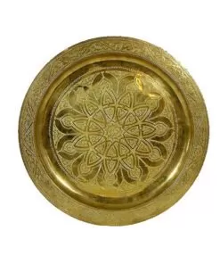 Circular tray in golden copper