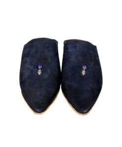 Pantofola a punta in pelle scamosciata blu