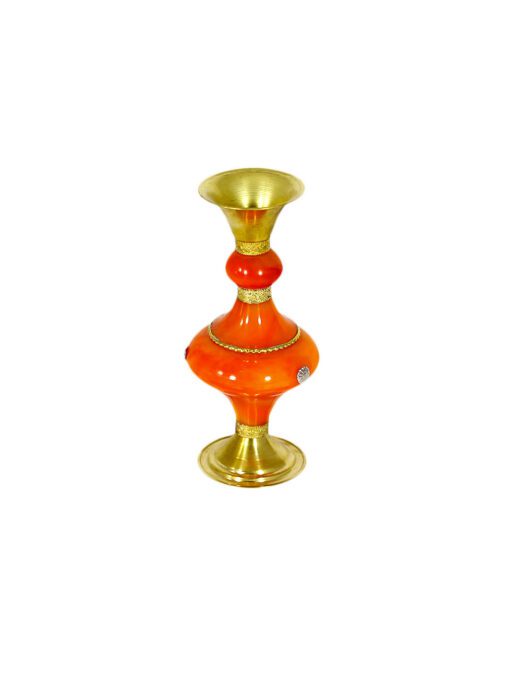 Moroccan candlestick in amber and silver finish