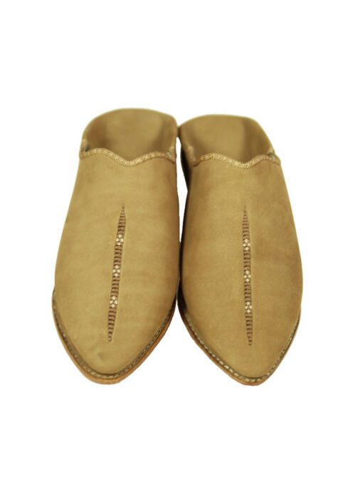 Pointed babouche suede color camel