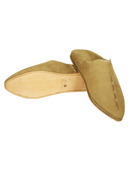 Pointed babouche suede color camel
