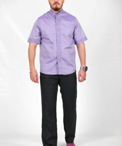 Traditional purple shirt with upholstered buttons
