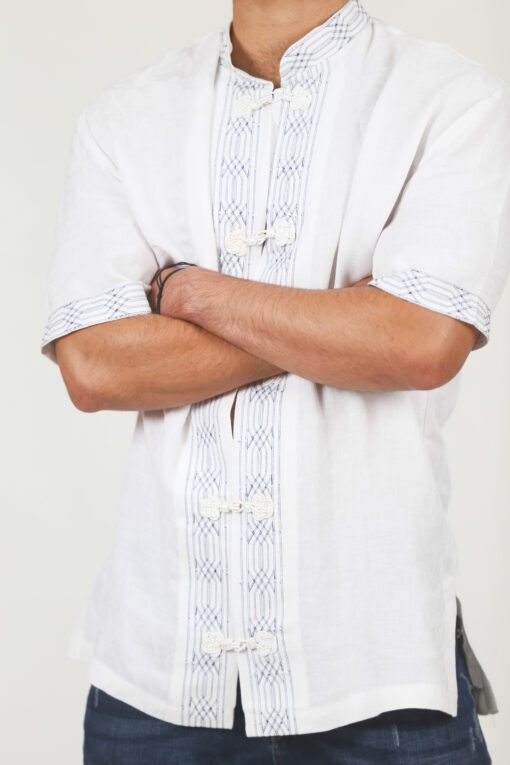 White shirt with traditional closure