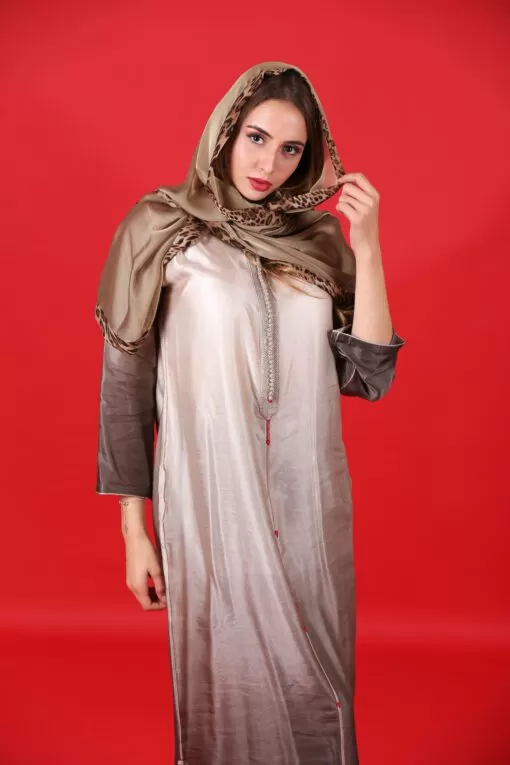 Beige Djellaba with beige and red sfifa