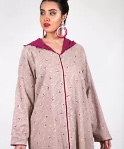 Djellaba printed with purple randa