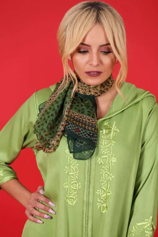 Green djellaba with tarz