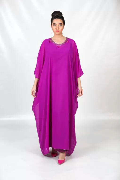 Gandoura purple 2 pieces with sfifa