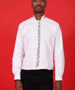 White shirt embroidered in black