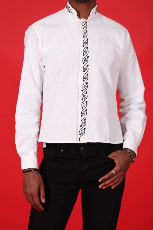 White shirt embroidered in black